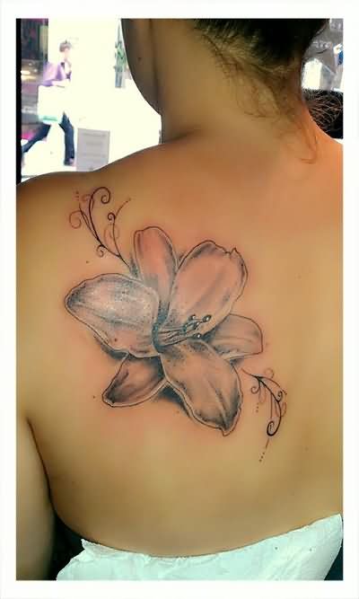 Grey Ink Lily Tattoo Design