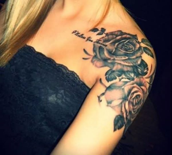 Grey Ink Rose Flower Tattoo