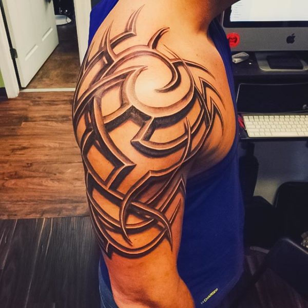 Grey Ink Tribal Tattoo Design