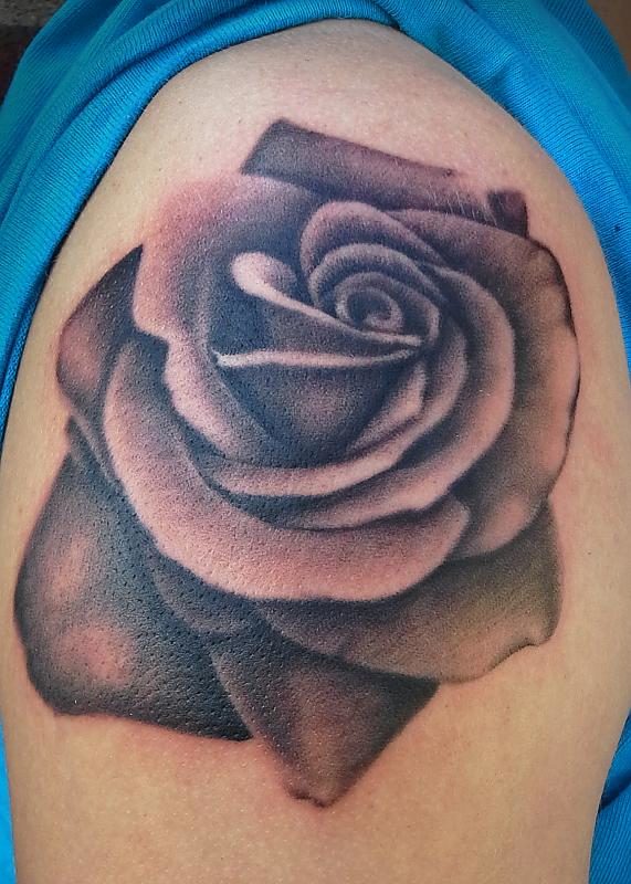 Grey Rose Tattoo Design