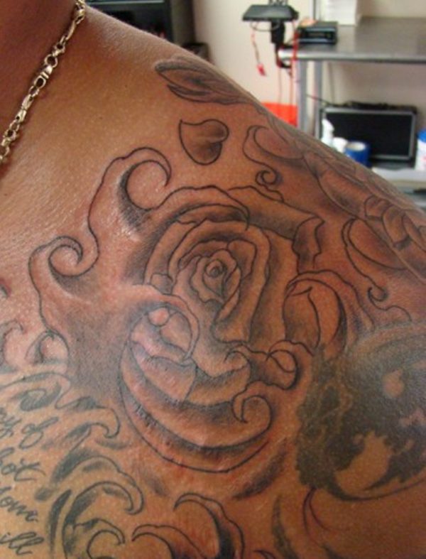 Grey Roses Shoulder Tattoo Design