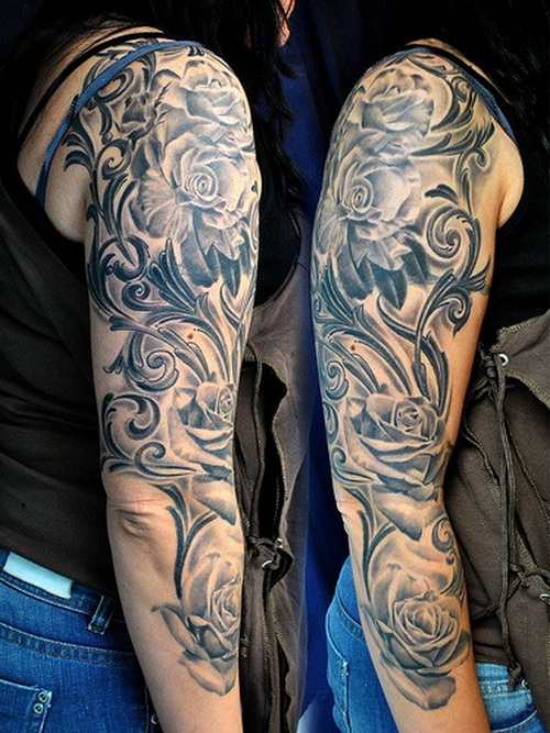 Grey Shoulder Designer Tattoo