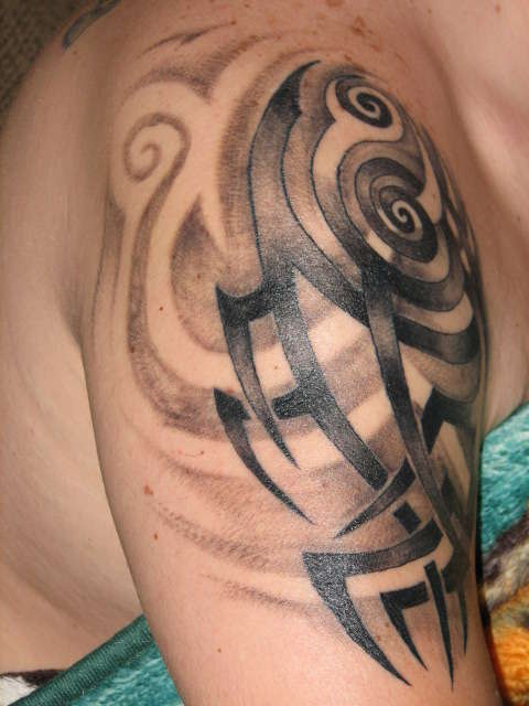 Grey Tribal Designer Tattoo