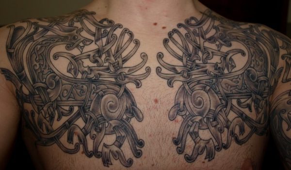 Grey Viking Shoulder Tattoo Design