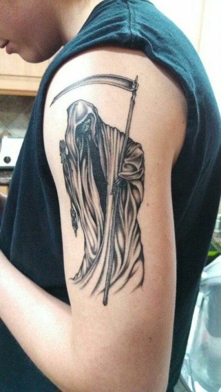 Grim Reaper Tattoo On Shoulder