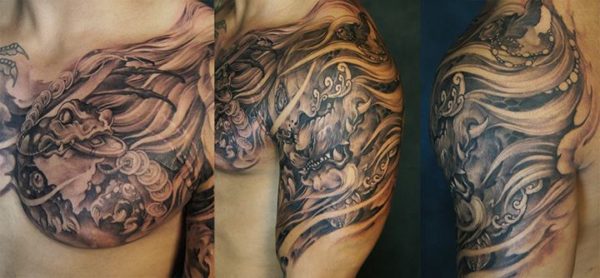 Half Shoulder Dragon Tattoo