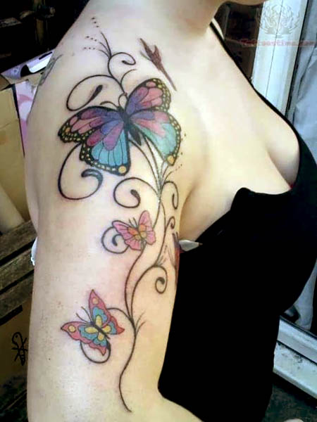 Half Sleeve Butterfly Tattoo Design