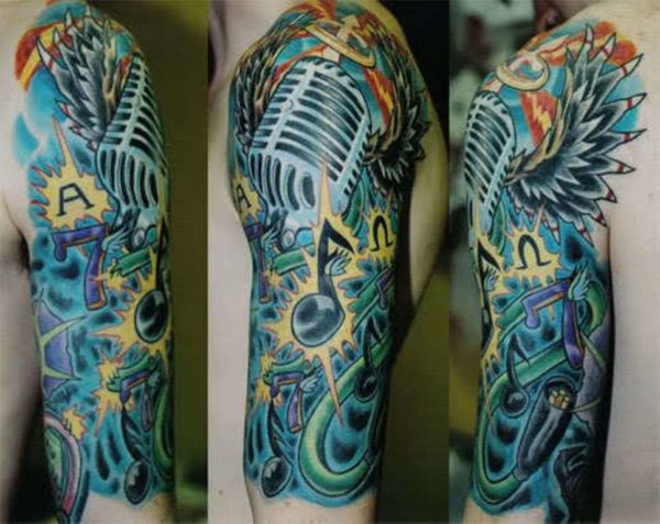 Half Sleeve Music Tattoo