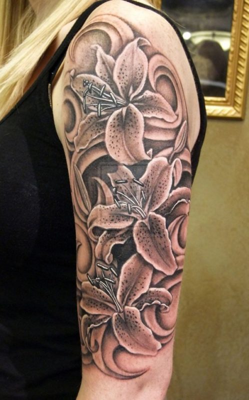 Half Sleeves Lily Tattoo