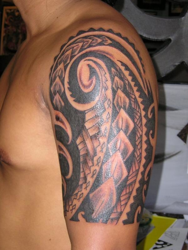 Half Sleeves Shoulder Tribal Tattoo