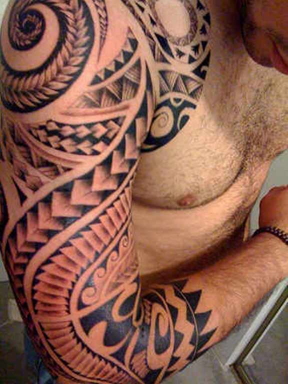 Half Sleeves Tribal Tattoo