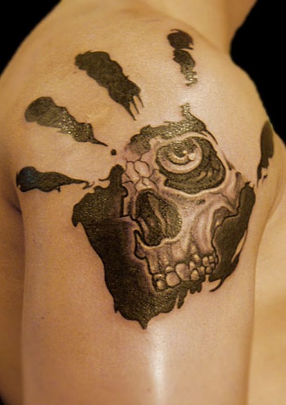 Hand Shade Skull Tattoo