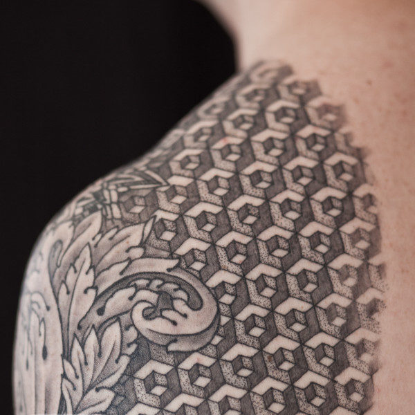 Hexahedron Half Sleeve Tattoo