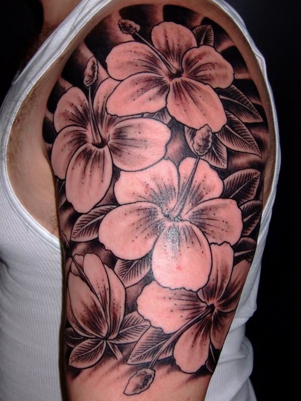 Hibiscus Flower Tattoo On Left Shoulder !