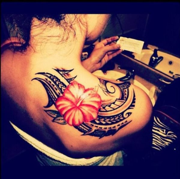 Hibiscus Samoan Shoulder Tattoo