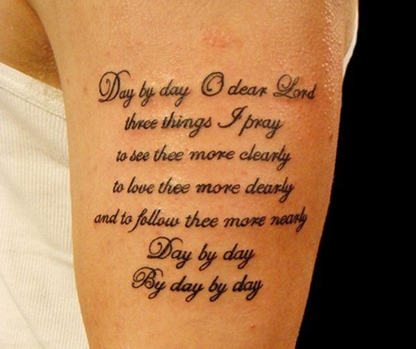 Holy Pray Lettering Tattoo