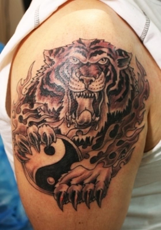Horror Black Tiger Tattoo