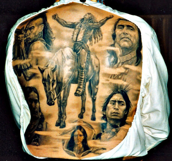 Huge Native American Men Tattoo