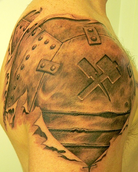 Impressive Armor Shoulder Tattoo