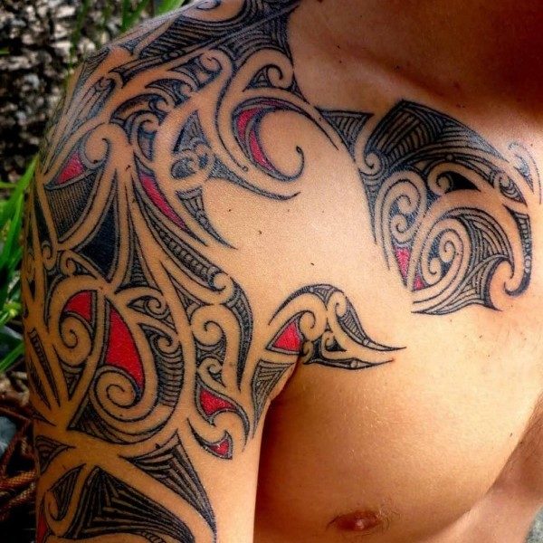 Impressive Maori Shoulder Tattoo Design