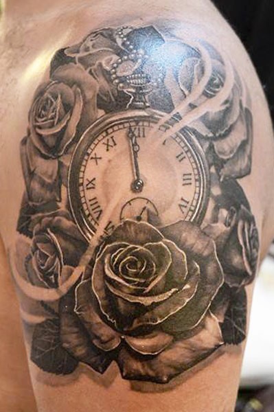 Interesting Clock Tattoo Design