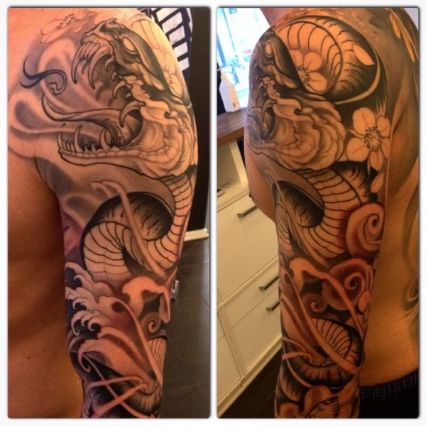 Japanese Dragon Style Tattoo On Shoulder