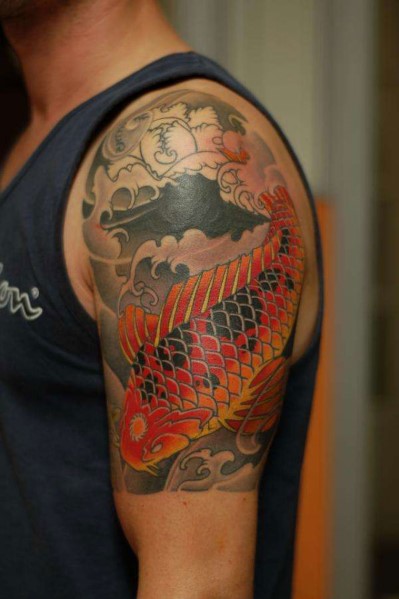 Japanese Half Sleeves Shoulder Tattoo Design