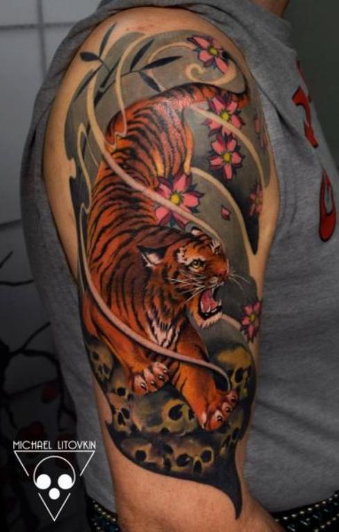 Japanese Tiger Pattern Tattoo