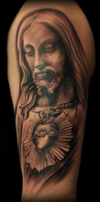 Jesus Christ Shoulder Tattoo Design