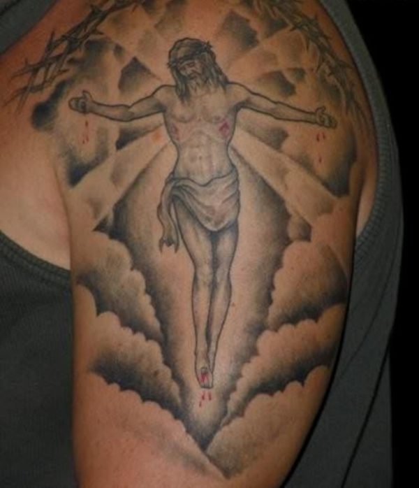 Jesus In Cloud Tattoo Design