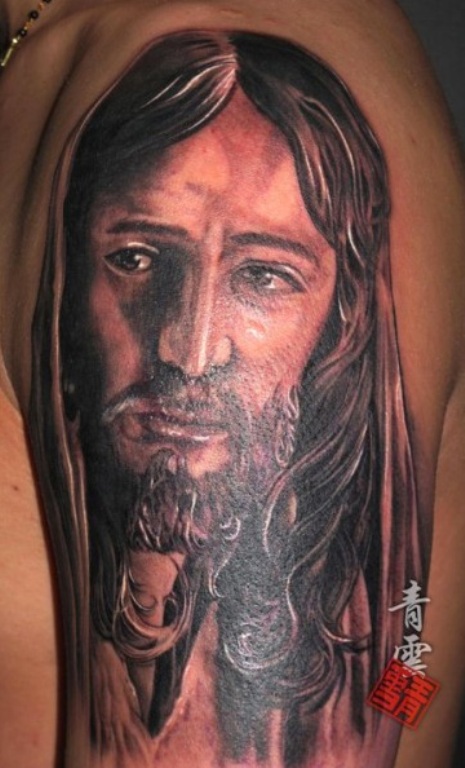 Jesus Tattoo On Shoulder