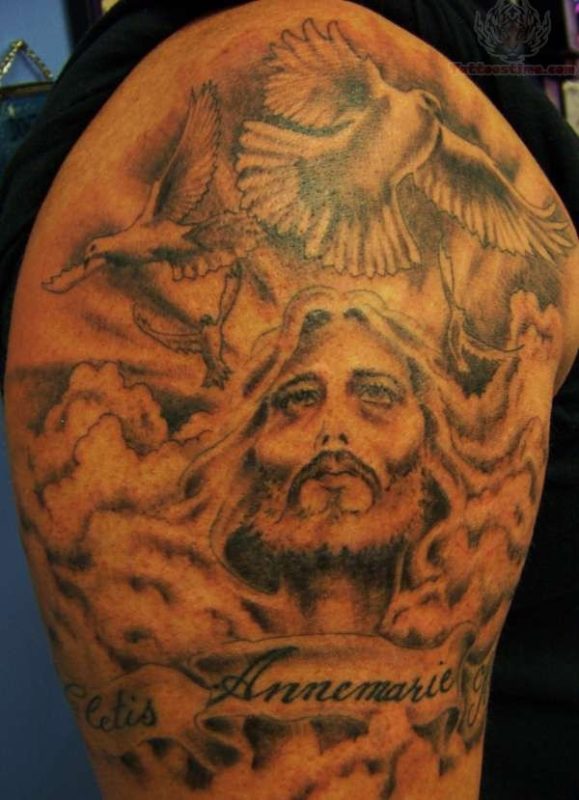 Jesus Tattoo On Shoulder