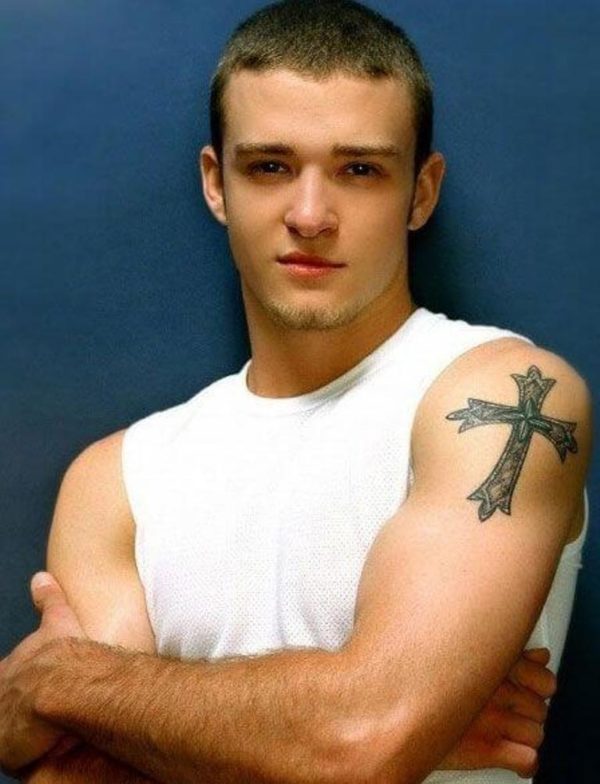 Justin Timberlake Shoulder Jesus Tattoo