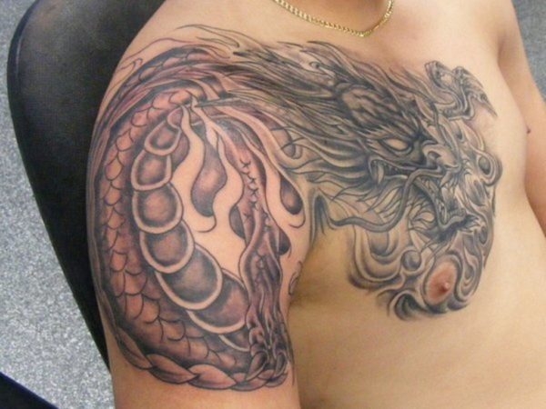 Knot Dragon Shoulder Tattoo