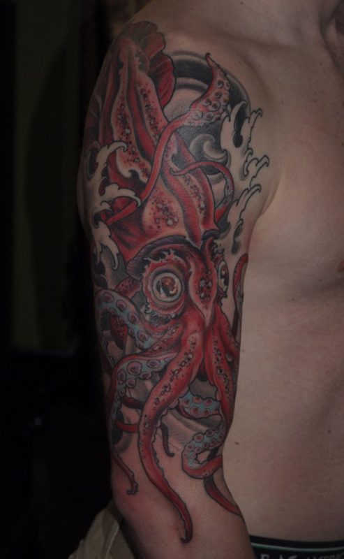 Kraken Colored Tattoo