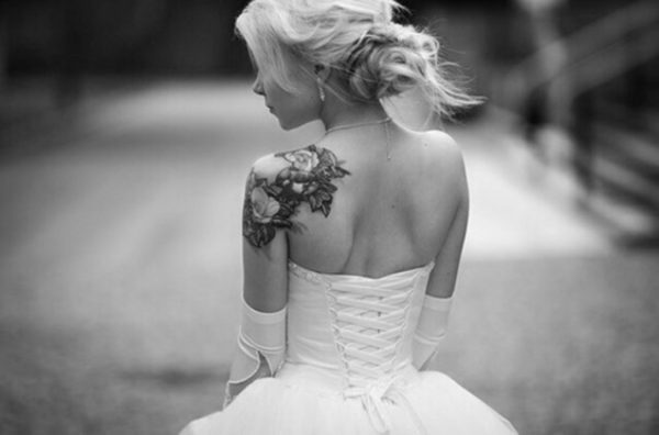 Lace Tattoo On Left Shoulder