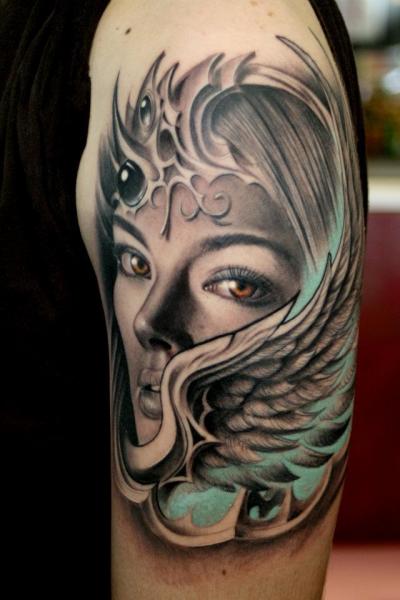 Lady With Wings Tattoo