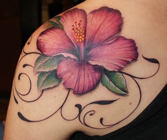 Large Hibiscus Flower Tattoo