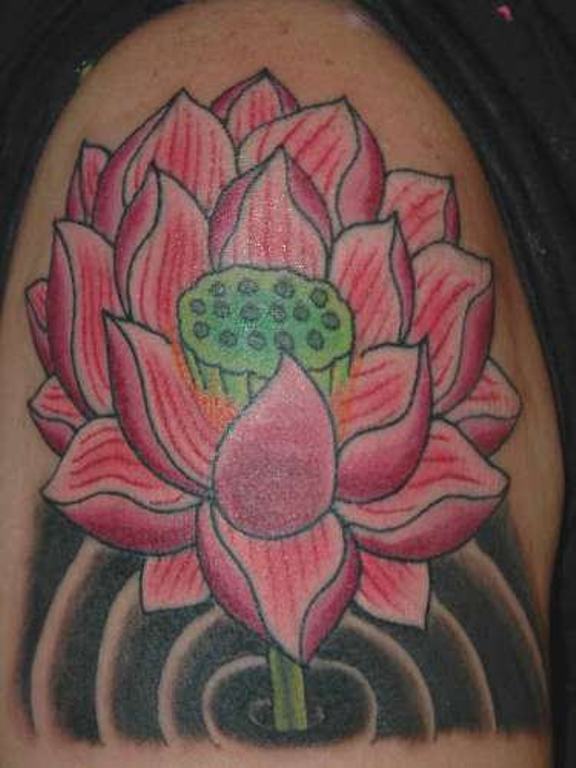 Large Pink Lotus Tattoo