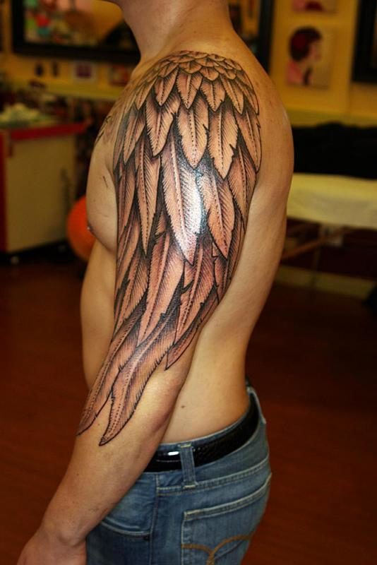Large Sleeve Wings Tattoo