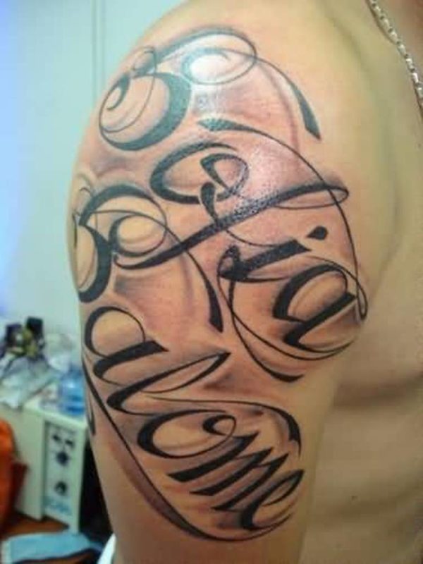 Latest Lettering Tattoo On Shoulder