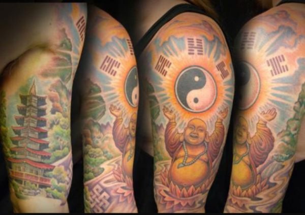 Laughing Buddha Yin Yang Tattoo