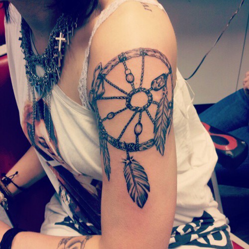 Leaves Dream Catcher Tattoo