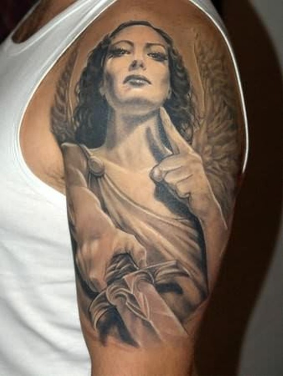 Left Shoulder Tattoo Of Angel