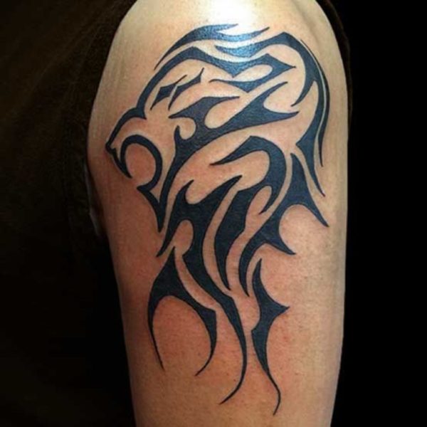 Leo Tribal Shoulder Tattoo