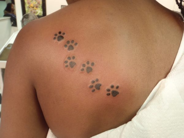 Leopard Paw Tattoo On Back Shoulder