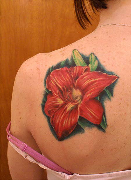 Lily Flower Shoulder Tattoo