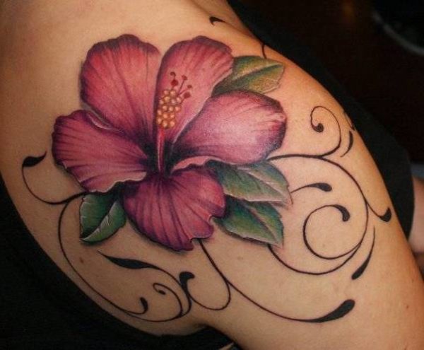 Lily Flower Tattoo On Back Shoulder