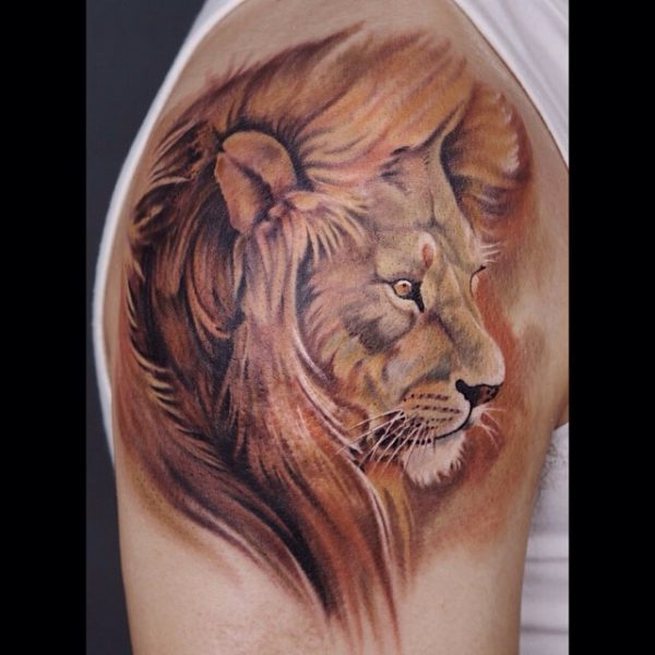 Lion Cover Up Tattoo Design