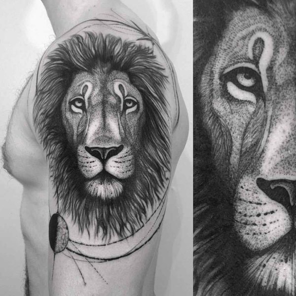 Lion Face Shoulder Tattoo